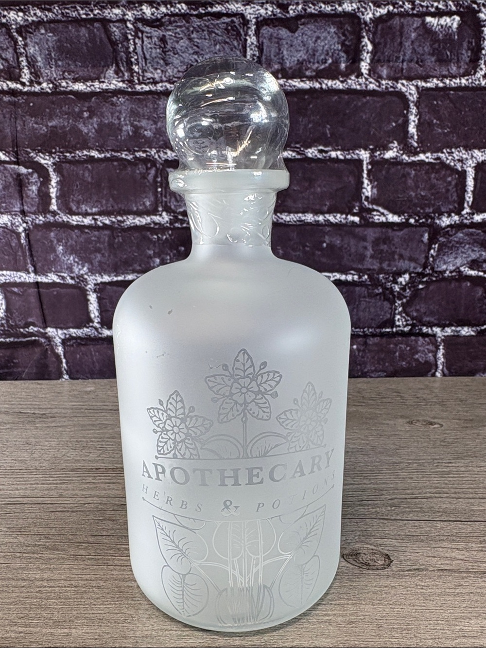 Apothecary Herbs And Potions Frosted Glass Bottle with Stopper